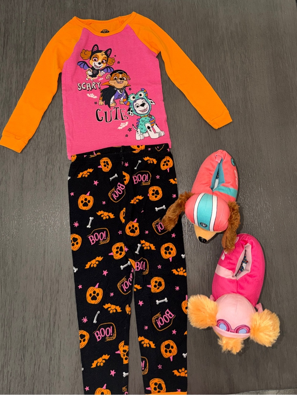 Kids Halloween Paw Patrol Two-Piece Pajama Set and Skye & Liberty Slipper Set